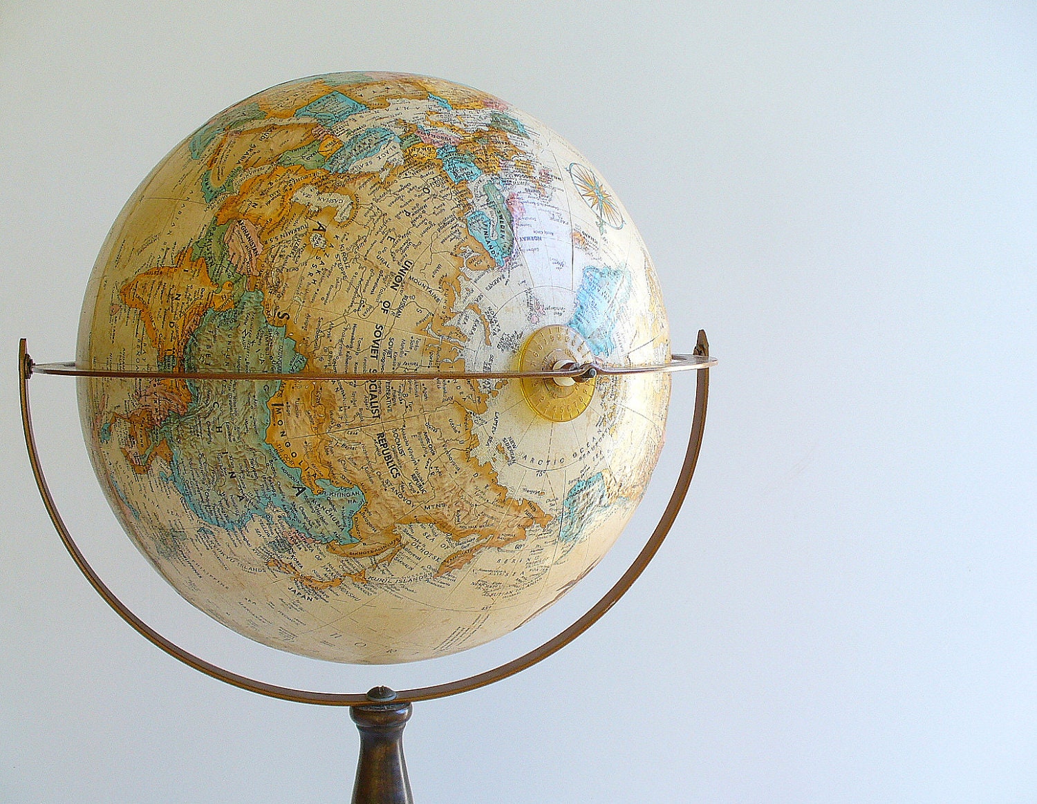Vintage Replogle Globe World Classic Floor Stand / Sepia