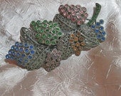 Vintage Rhinestone Leaf Brooch Little Nemo