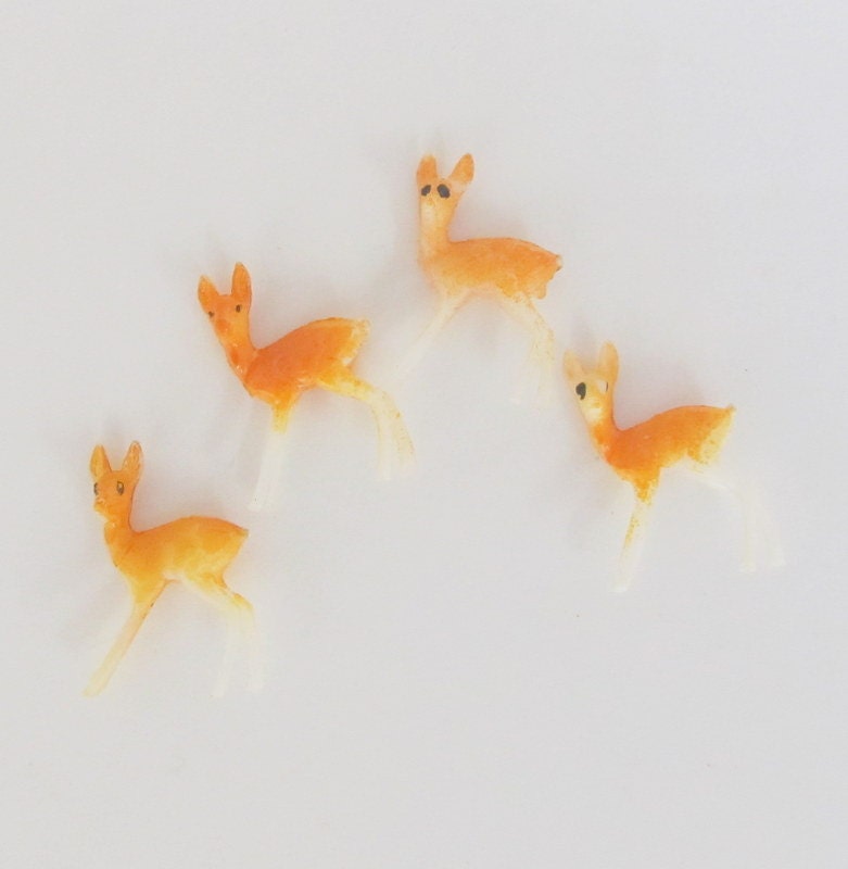 Vintage Miniature Deer Fawn Set of 4 Christmas Deer Craft Supply