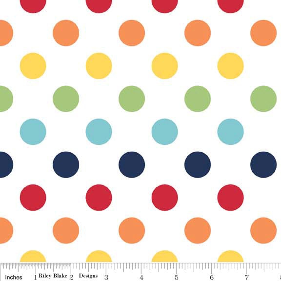 Riley Blake Designs "Medium Dot" Rainbow - 1/2 Yard