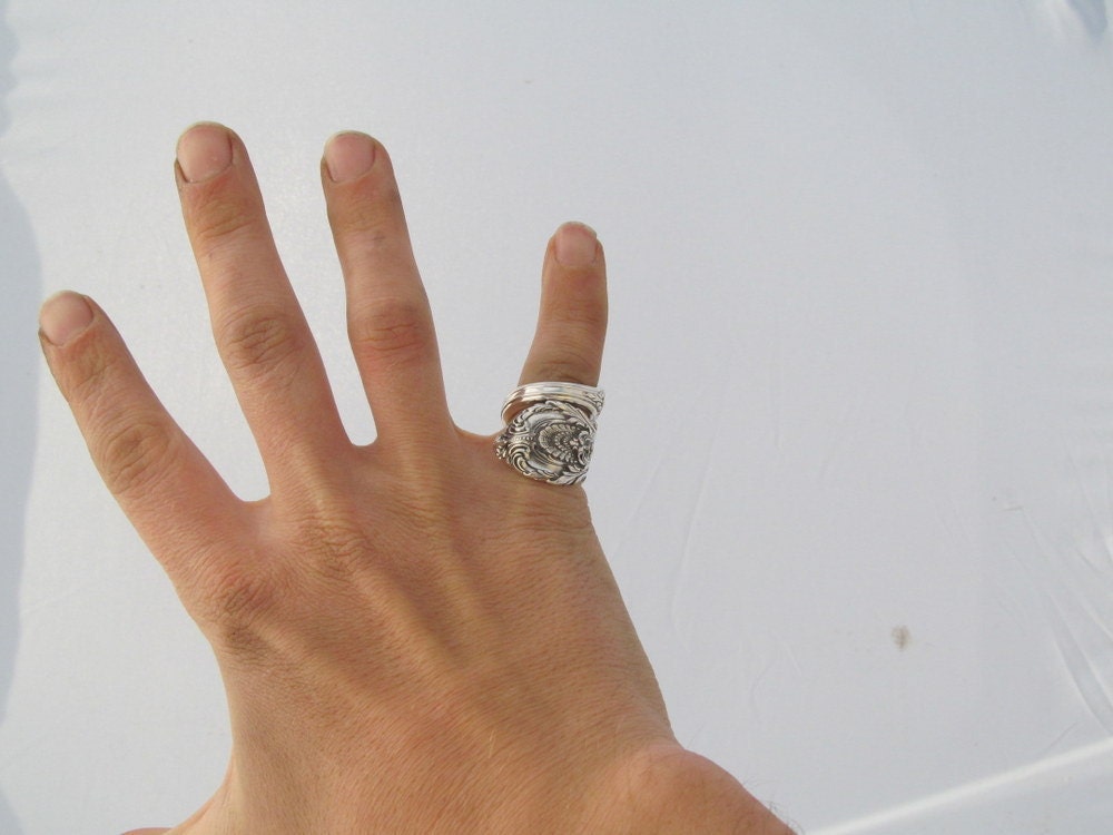Heavy Spoon Ring Wrapped Size 6-10 Sir Christopher Wallace Sterling Silver