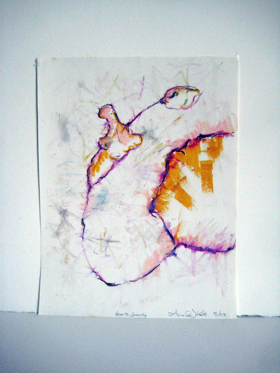 Heart's Gravity  original drawing on archival paper 13 1/2" x 11"