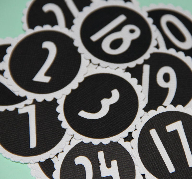 31 Black and White Number Tags