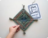 Hand Woven Textile Art Wall Hanging- Ojo de Dios - With Illustrated Affirmation Card
