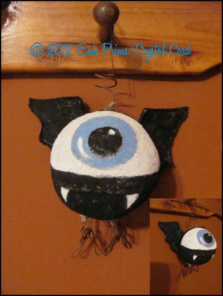Primitive Halloween one eyed Bat Doll ornament country decor