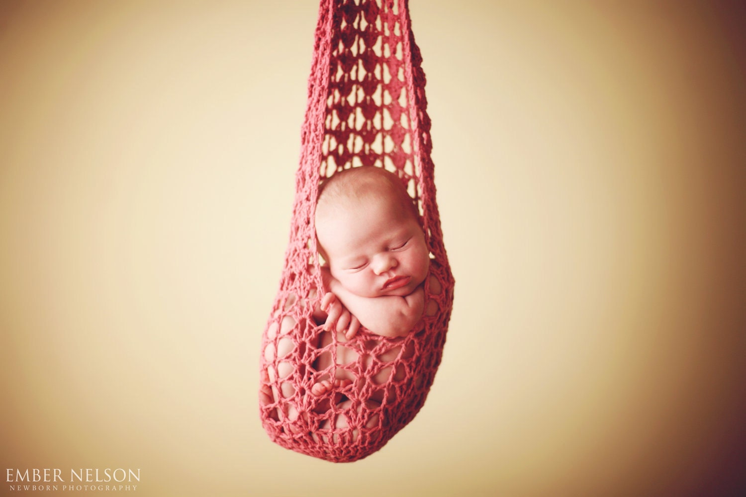 Newborn Portrait Crochet Heavenly Stork Pouch Sling - Handmade Photography Prop