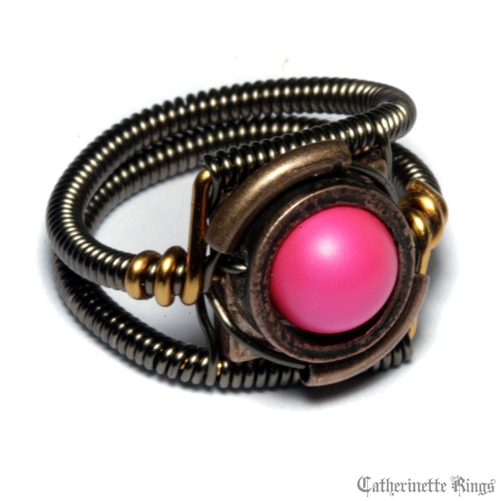 Steampunk Jewelry - Ring - Neon Hot Pink (Custom size available - see description)