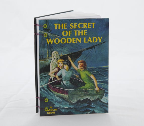 Postcard journal, recycled nancy drew mystery, coptic bound, notebook - BookgirlsStudio
