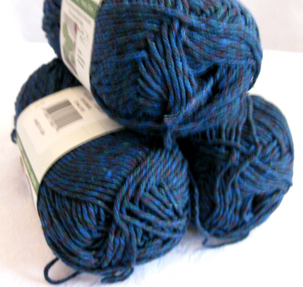 Recycled tshirt yarn, Red Heart Eco Cotton Yarn, Midnight Marl blue, 3 balls