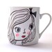RESERVED FOR ANOUKI Hand painted mini mug hand drawn white porcelain mug Rosie and peaches