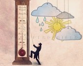 fine art photography, Still life photography, Thermometer, Cloud,  Children decor, Fun art print, 6x6(15x15cm)