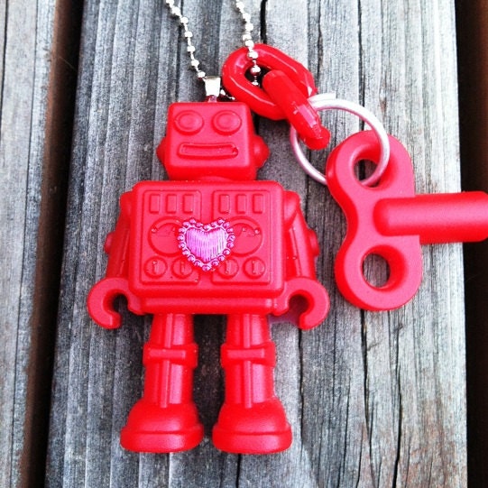 Cherry Pop Robot Necklace Resin