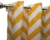 Free US shipping-Decorative Designer Grommet Top Drapery-Large Chevron-Yellow 50"x86"