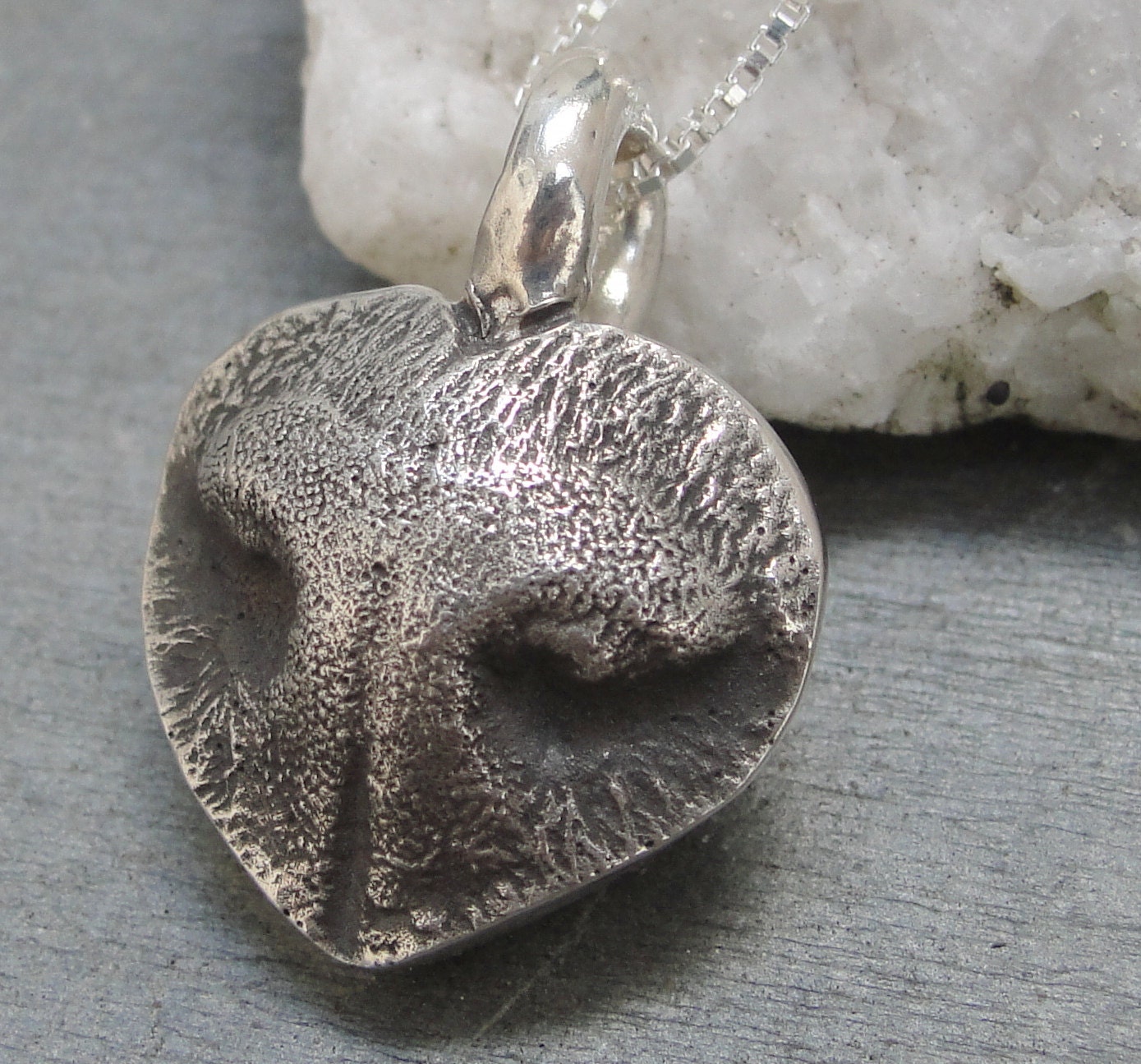 Cat Nose Necklace Heart Jewelry in Sterling Silver Personalized