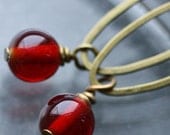 Berry Dangle Earrings with Vintage Glass Beads