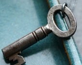 Key Necklace with Vintage Key and Oxidized Sterling Silver - Key No. 27