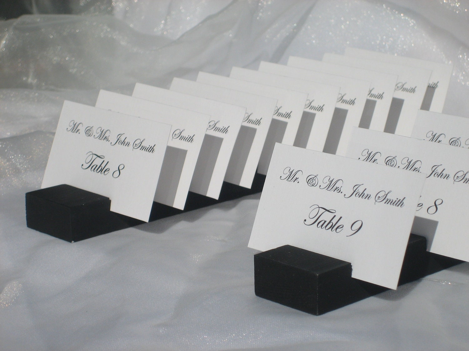 BLACK Wood Plank Place Card Holder- Set of 15  (holds 150 place cards)