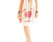 Pink Floral Mexican embroidered dress puff sleeve