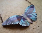 Butterfly Blue. Reclaimed vintage tins necklace.