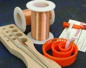 Wire crochet supply kit , rose gold wire , wood drawplate, crochet hook , ISK starter set , DIY jewelry kit