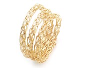 Stacking ring, unique wire crochet stack ring in gold filled, custom size