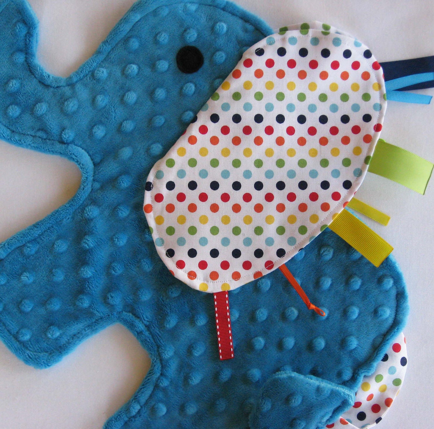 Polka Dots Turquoise Blue Elephant Sensory Security Lovey