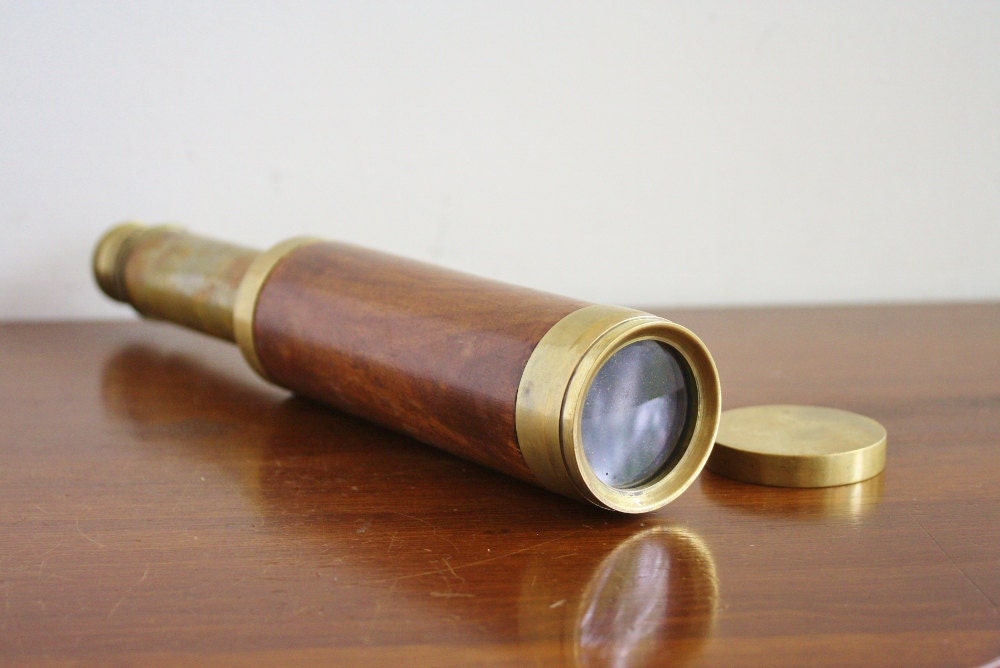 Vintage brass and wood expanding telescope