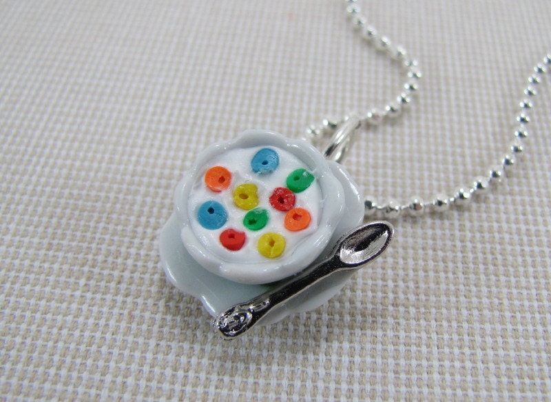 Bowl Of Froot Loops Necklace Cereal And Milk Fruit Loops Miniature Food Jewelry