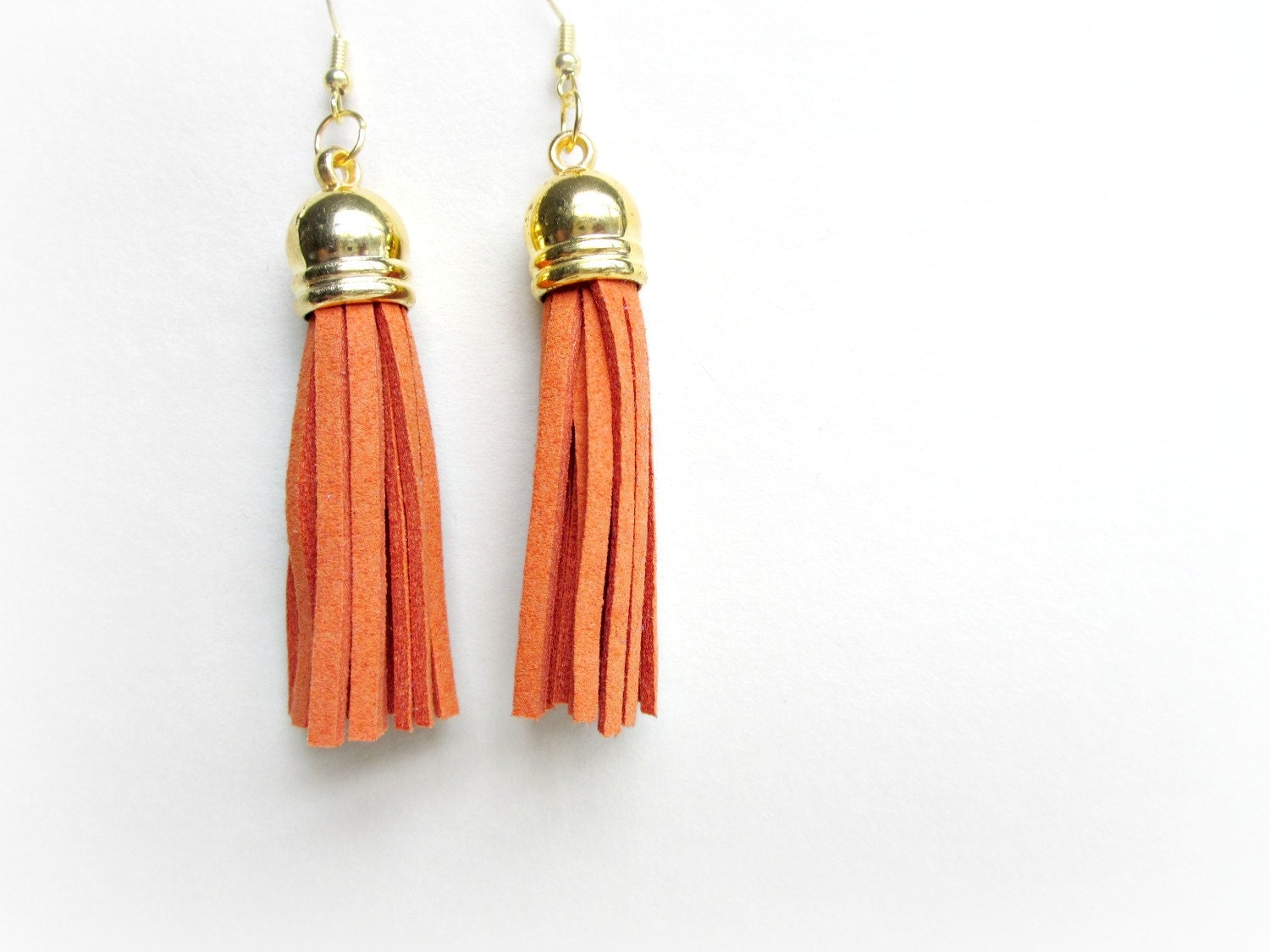 Tassel Earrings, Orange Tassel Earrings, Fringe Earrings, Burnt Orange, Christmas Jewelry
