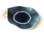 Handmade Pottery Bowl Caribbean Leaf Ceramic Dish Recycled Glass Bathroom Catch All Decoration Home decor Gift For Guys Men or Women