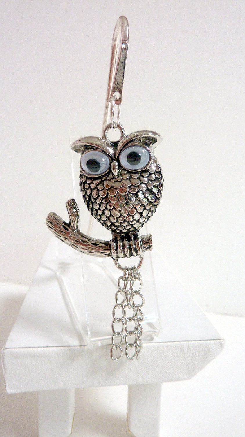 Silver Owl Bookmark, Owl on Branch Bookmark, Back to School, Stocking Stuffer