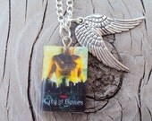 MortallInstruments CityOfBones Necklace with Book Charm and Nephilim Wing Charms