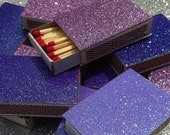 10 Purple Glitter Matchbox Wedding Favors - Party Favors