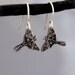 Tiny Silver Luna Moth Earrings - Etched Sterling Silver Dangles - Nature Jewelry