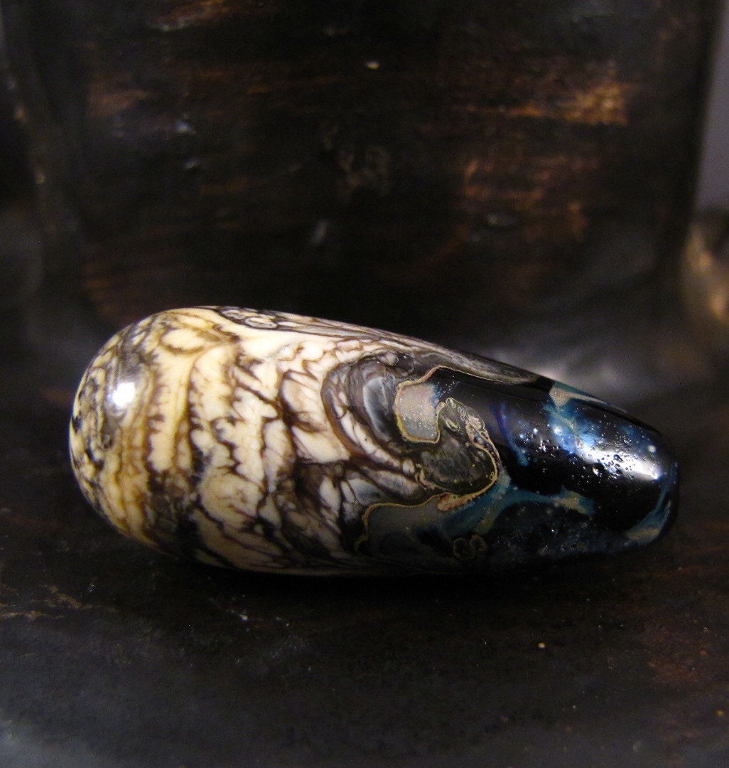 Lampwork bead teardrop focal - Midnight Dunes