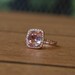 Reserved - Cushion peach champagne sapphire in 14k rose gold diamond ring and a matching band- final payment