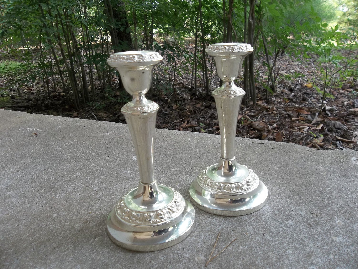 Vintage Silver Candle Holders Silverplate Candlesticks Silver Plate Farmhouse French Country Wedding Decor Pottery Barn Style Cottage Chic