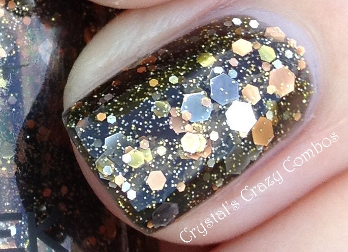 Band Geek Nail Polish - Black Gold Metallic Copper Silver Gillter Nail Lacquer - 0.5 oz Full Sized Bottle
