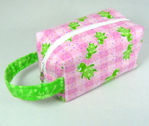 Turtle  Flannel Sock Box Bag