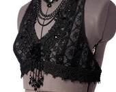 Halter, B, C, or D Cup,  Black and Gray Stripe Sparkle, Noir, Bellydance, Dance, Costume, Tribal, Dark Fusion Boutique, Kuchi, Bra, Gothic