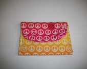 Peace Love Cotton Mini Pocket Jewelry Pouch Business Gift Credit or Frequent Shopper Card Holder Case