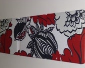 Set Of 3 Contemporary Modern Designer Retro Print Design Red Black Flower Print Wall Hanging Canvases Wall Art Wall Decor NEW FABRIC