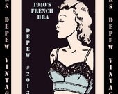 Vintage Sewing Pattern Ladies 1940's French Bra Digital Printable Multisize Depew 2013 -INSTANT DOWNLOAD-