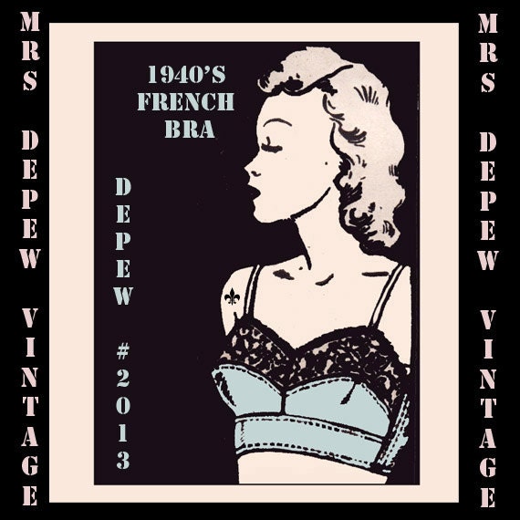 Vintage Sewing Pattern Ladies 1940's French Bra Digital Printable Multisize Depew 2013 -INSTANT DOWNLOAD-