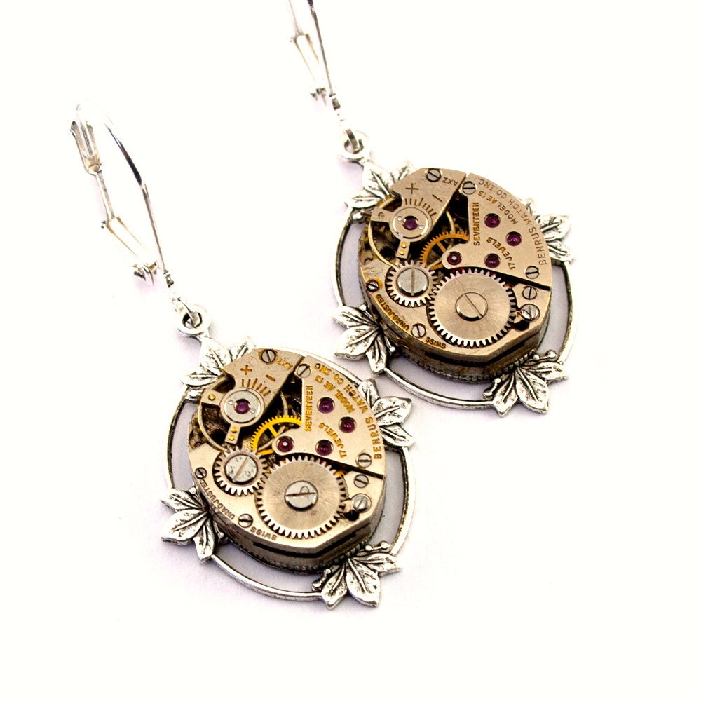 Steampunk Earrings - GoRGEOUS Vintage Clockwork Lever Back Dangle Design - All Steampunk Jewelry PROMPTLY SHIPPED