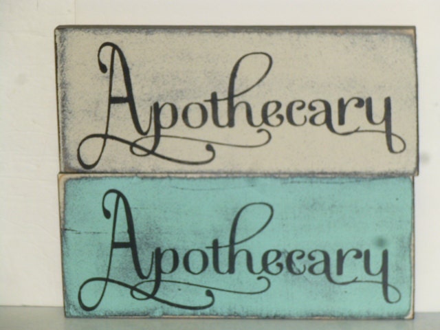 SHABBY CHIC APOTHECARY sign / handpainted wood wall sign / wall decor / shabby cottage chic home decor / Paris Apartment chic sign