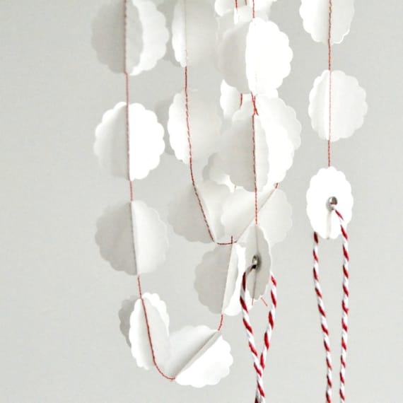 Translucent White Bauble Stitched Paper Garland Christmas