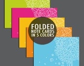 Folded Note Cards 4x6 inches - Printable D.I.Y - 5 Different Colors