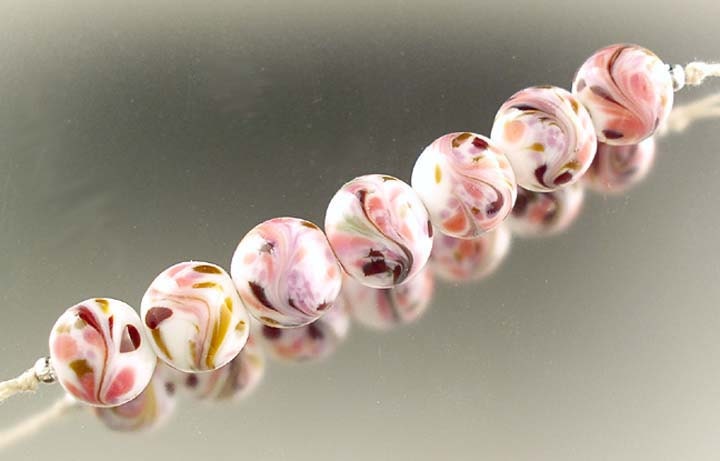 Bordeaux, Lavender and Pink, Lampwork Bead Set SRA