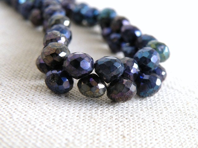 Mystic Spinel Briolette Gemstone Faceted Onion Purple blue 6mm 1/2 strand Wholesale